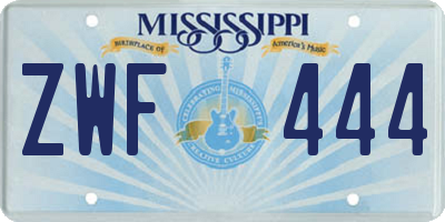 MS license plate ZWF444