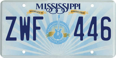 MS license plate ZWF446