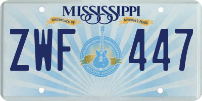 MS license plate ZWF447
