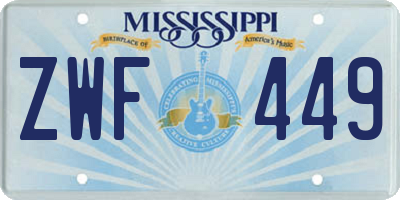 MS license plate ZWF449