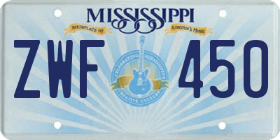 MS license plate ZWF450