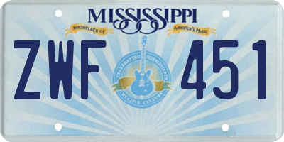 MS license plate ZWF451