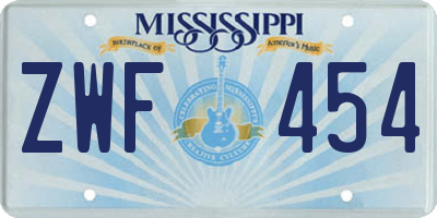 MS license plate ZWF454