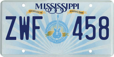 MS license plate ZWF458