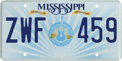 MS license plate ZWF459