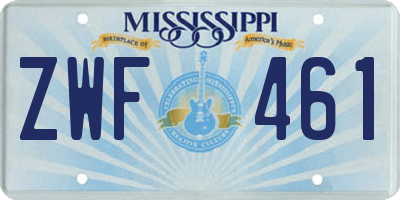MS license plate ZWF461