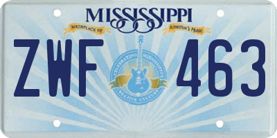 MS license plate ZWF463