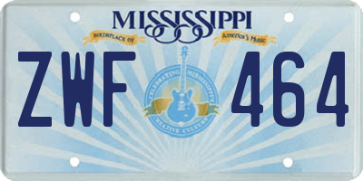 MS license plate ZWF464