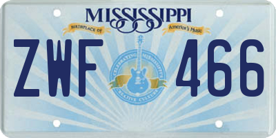 MS license plate ZWF466