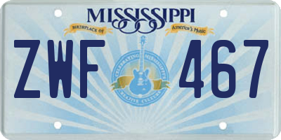 MS license plate ZWF467