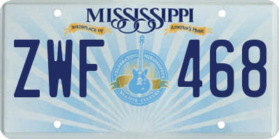 MS license plate ZWF468