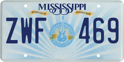 MS license plate ZWF469