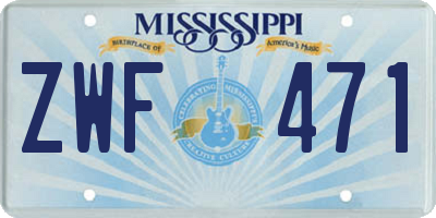 MS license plate ZWF471