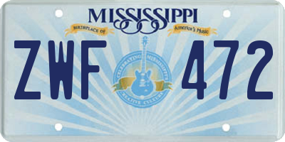 MS license plate ZWF472