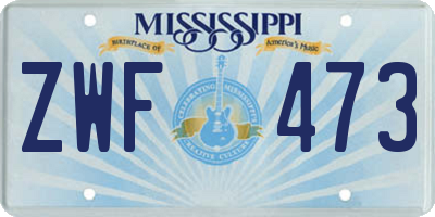 MS license plate ZWF473