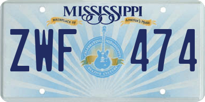 MS license plate ZWF474
