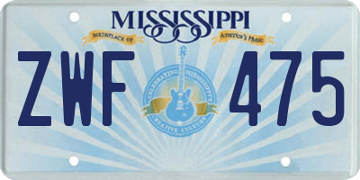 MS license plate ZWF475