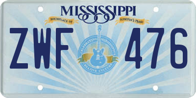 MS license plate ZWF476
