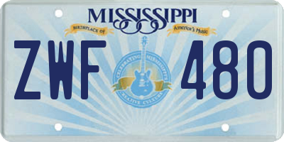 MS license plate ZWF480