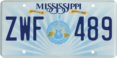 MS license plate ZWF489