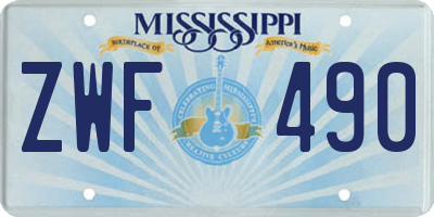 MS license plate ZWF490