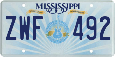 MS license plate ZWF492