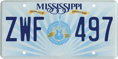 MS license plate ZWF497