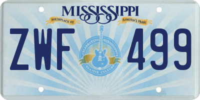 MS license plate ZWF499