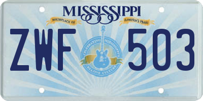 MS license plate ZWF503
