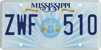 MS license plate ZWF510