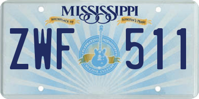 MS license plate ZWF511