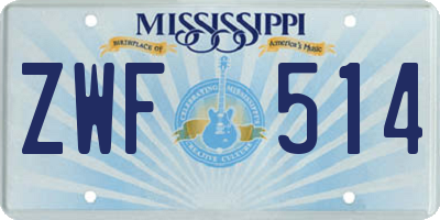 MS license plate ZWF514