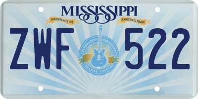 MS license plate ZWF522