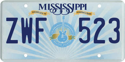 MS license plate ZWF523