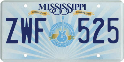 MS license plate ZWF525