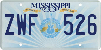 MS license plate ZWF526