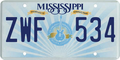 MS license plate ZWF534