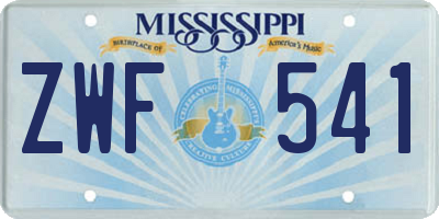 MS license plate ZWF541