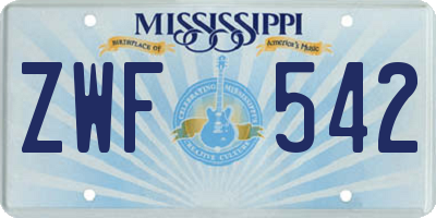 MS license plate ZWF542