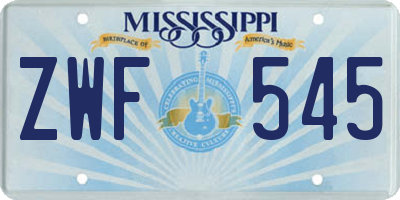 MS license plate ZWF545
