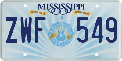 MS license plate ZWF549