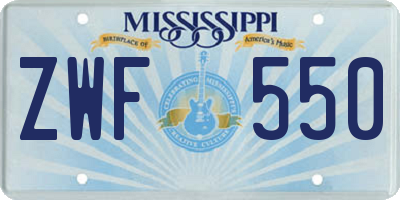 MS license plate ZWF550