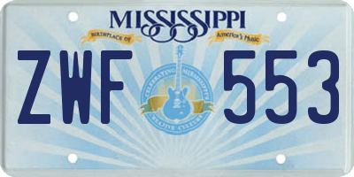 MS license plate ZWF553