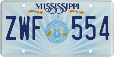 MS license plate ZWF554