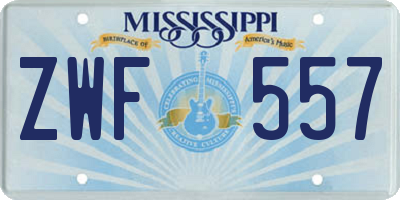 MS license plate ZWF557