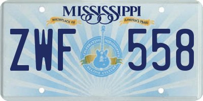 MS license plate ZWF558