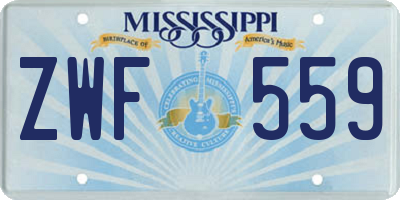 MS license plate ZWF559