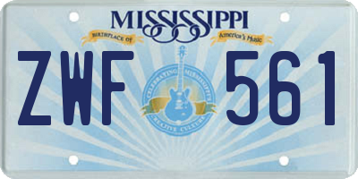 MS license plate ZWF561