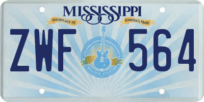 MS license plate ZWF564