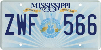 MS license plate ZWF566